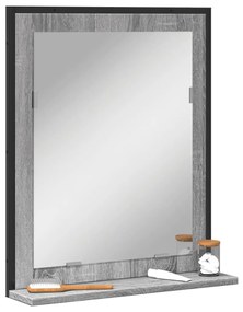 Specchio Bagno Con Ripiano Grigio Sonoma 50x12x60cm Multistrato /