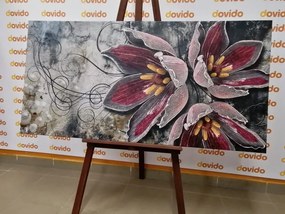 Stampa su tela – Fiori con perle