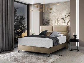 Letto matrimoniale boxspring Svezia - 160 x 200 cm , Tessuto beige