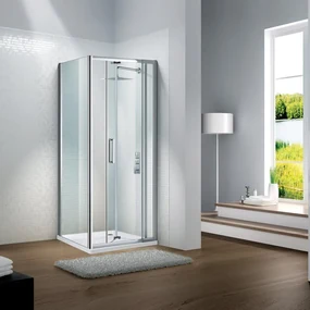 Porta doccia battente Slimline L 120 x H 195cm, Sp. 6 mm in vetro profilo cromo