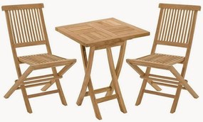 Set da giardino pieghevole in legno di teak Fun, set da 3