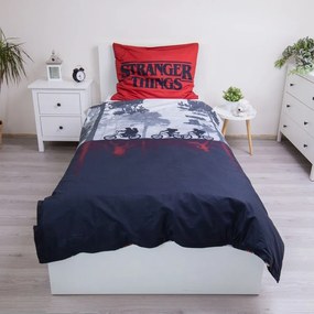 Set copripiumino e federa da bambini in cotone per letto singolo 140x200 cm Stranger Things "Upside Down" – Jerry Fabrics