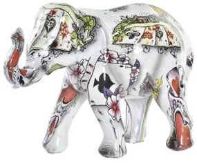 Statua Decorativa DKD Home Decor Bianco Multicolore Elefante Coloniale 11 x 5 x 9 cm