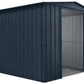 Casetta da giardino Milvy, a due falde in acciaio grigio con porta doppio scorrevole, superficie interna 6.73 m² e spessore parete 0.3 mm, senza pavimento