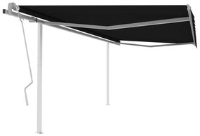 Tenda Da Sole Retrattile Manuale Con Pali 4,5x3,5 M Antracite /
