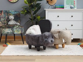 Pouf animaletto in velluto grigio DOGGY Beliani