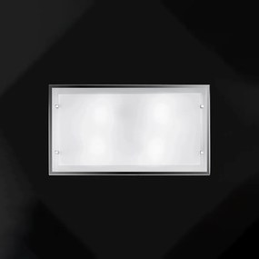 Plafoniera In Vetro Rettangolare Moderna Frame Bianco 4 Luci E27