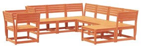 Set salotto da giardino 8 pz marrone cera legno massello pino