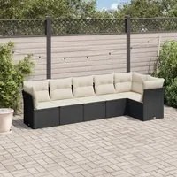 Set Divano da Giardino 6 pz con Cuscini Nero in Polyrattancod mxl 87006