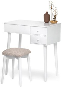 Tavolino da toilette bianco con specchio, portagioie e 2 cassetti Beauty - Bonami Essentials