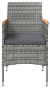 Set da pranzo per giardino 5 pz con cuscini grigio e nero