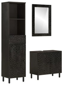 Set Mobili Da Bagno 3 Pz İn Legno Massello Di Mango /