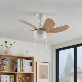 Lindby ventilatore da soffitto Minja, bianco, legno