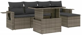 Set divano da giardino 6 pz con cuscini grigio in polyrattan