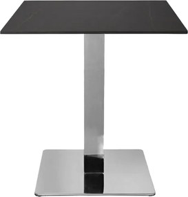 Tavolo bar pub ristorante 70x70 cm base argento Top per esterno effetto Marmo Nero H 75