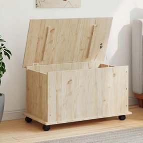 Cassapanca Con Ruote Alta 73x39,5x43 Cm Legno Massello Di Pino /