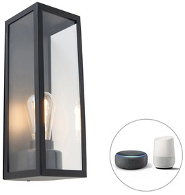 Lampada da parete per esterni intelligente nera con vetro incl. WiFi ST64 - Rotterdam Long