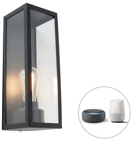 Lampada da parete per esterni intelligente nera con vetro incl. WiFi ST64 - Rotterdam Long