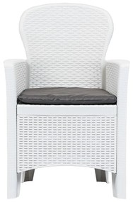 Set Pranzo da Giardino 7 pz in Plastica Stile Rattan Bianco