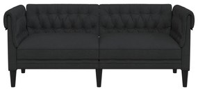 Divano chesterfield a 2 posti nero in tessuto