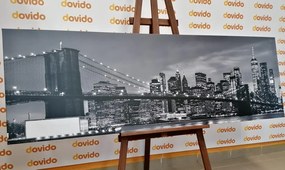 Quadro su tela – Ponte di Brooklyn incantevole in bianco e nero