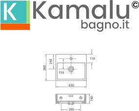 Lavandino bagno piccolo in ceramica bianca istallazione a muro | Litos-DF45 - KAMALU