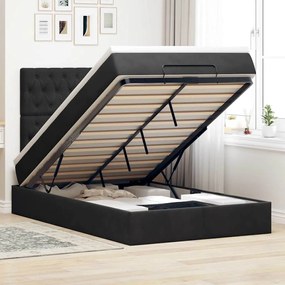 Struttura Letto Pouf Con Materassi Nero 120x200 Cm Velluto /