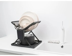 Scolapiatti grigio scuro in metallo a due livelli 37x33 cm - Brabantia