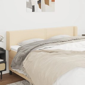 Testiera Ad Orecchio Crema 163x16x78/88 Cm İn Tessuto /
