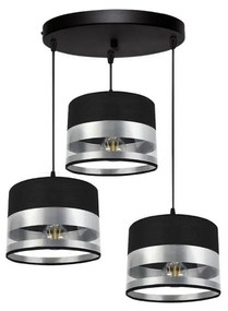 Lampadario su filo MILO 3xE27/60W/230V argento/nero