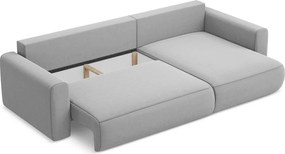 Divano angolare grigio chiaro allungabile/con contenitore (con penisola a destra/con chaise lounge) con rivestimento in velluto Kapua – Makamii