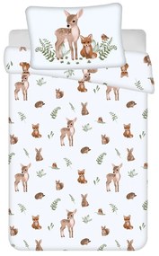 Set copripiumino e federa da bambini bianco/marrone in cotone per culla 100x135 cm Forest Animals – Jerry Fabrics