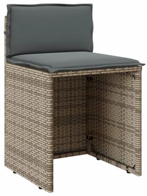 Set da bistrò 3 pz con cuscini grigio in polyrattan