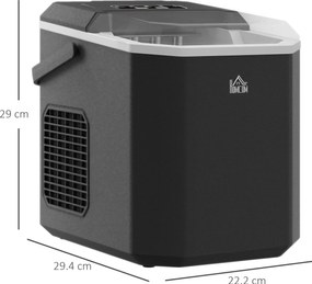 Macchina del Ghiaccio Autopulente da 9 Cubetti in 6-13 Minuti 22.2x29.4x29 cm in PP e Rame Nera...