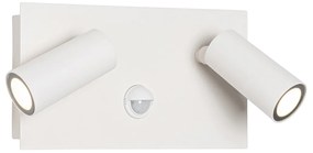 Lampada da parete per esterni bianca con LED 2 luci sensore di movimento - Simon