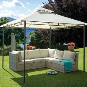 Gazebo Garden in ferro grigio antracite, copertura ecru L 300 x P 300 x H 272 cm