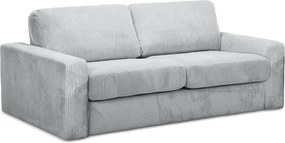 Divano grigio chiaro allungabile con rivestimento in velluto a coste 195 cm Nona – Makamii