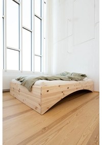 Letto matrimoniale di colore naturale in pino massiccio senza testiera 160x200 cm Orbit – Karup Design