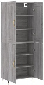 Credenza Grigio Sonoma 69,5x34x180 cm in Legno Multistrato