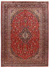 Kashan Tappeto 380x280 Rosso (Iran) Annodato A Mano