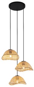 Lampada a sospensione Bohemian Chic nera con bambù 3 luci - Lily