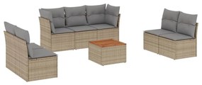 Set divano da giardino 8 pz con cuscini beige misto polyrattan