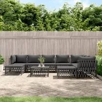 Set Salotto da Giardino 10 pz con Cuscini Antracite in Acciaio 3186931