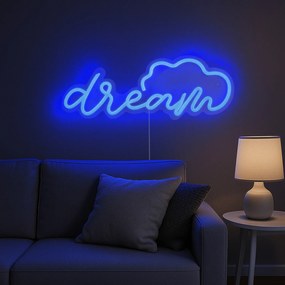 Scritta neon blu Dream da parete usb