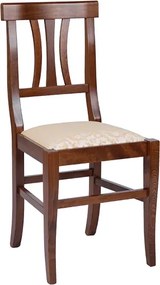 Sedia in legno massello con seduta imbottita LAURA finitura noce SET 2 PZ