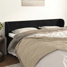 Testiera Ad Orecchio Nera 203x23x78/88 Cm İn Velluto /