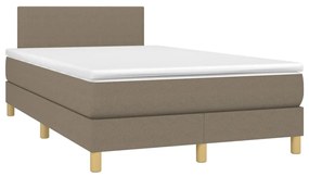Letto a molle con materasso e led tortora 120x190 cm in tessuto
