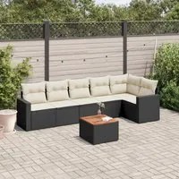 Set Divani da Giardino con Cuscini 7pz Nero Polyrattancod mxl 111651