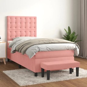 Giroletto A Molle Con Materasso Rosa 100x200 Cm İn Velluto /