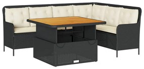 Set divani da giardino 2 pz con cuscini in polyrattan nero